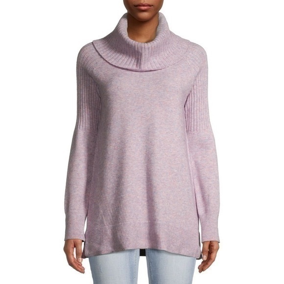 Time and True Cowl Neck Long Sleeve Tunic Sweater Women Size Medium Lavender - Picture 1 of 12